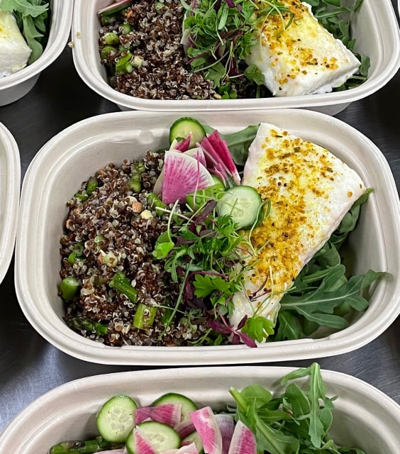 Curry Halibut w/ Quinoa, Spring Greens & Baby Radishes